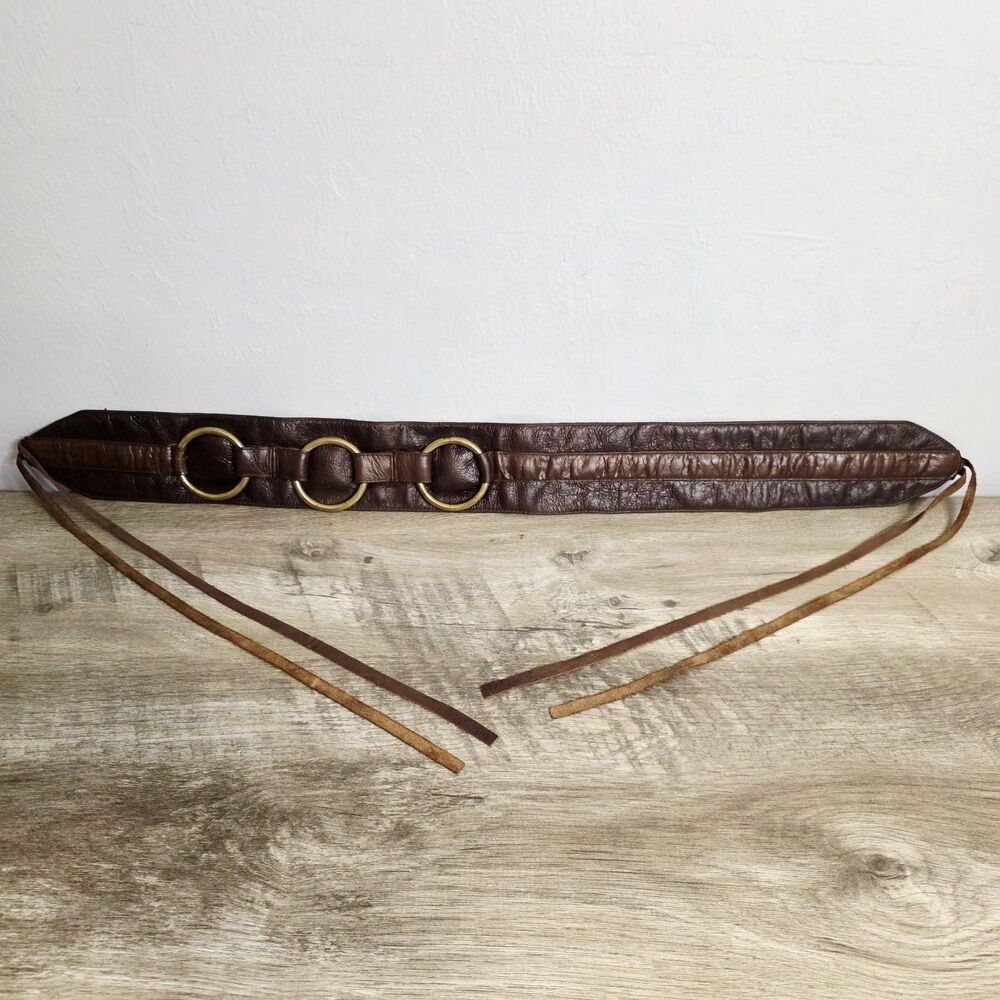 JJ Winters Western Leather Belt Brass O Rings Fringe Brown Small Handcrafted USA